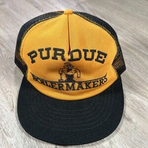 VTG Purdue Boilermakers Snapback Hat College Trucker Yellow Black Cap USA
